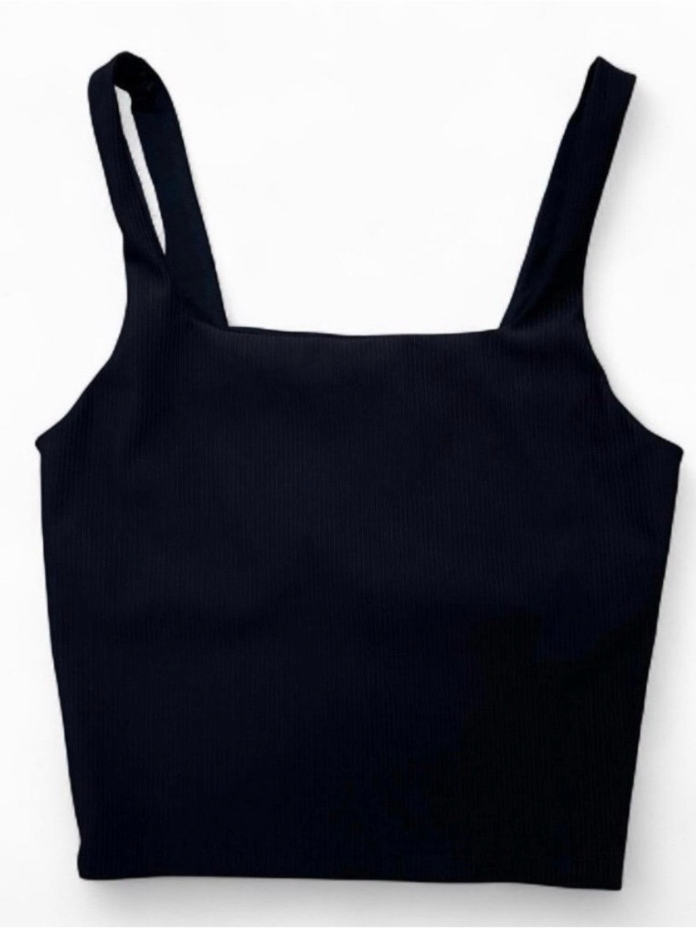 Wildfox black basic ribbed square neck crop top